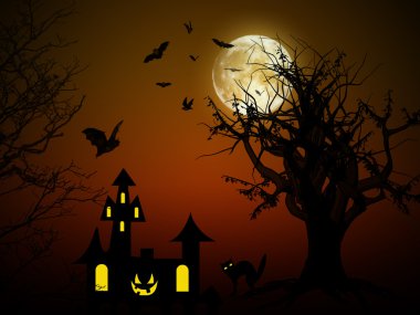 Halloween night scene clipart