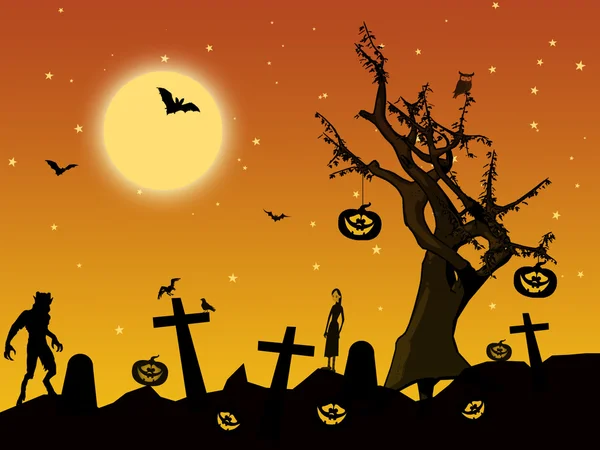 Gruselige Halloween-Szene — Stockfoto
