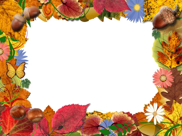 Folhas de outono com moldura — Fotografia de Stock