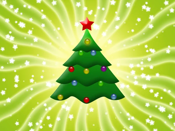 Kerstmis ansichtkaart met winter boom versieren — Stockfoto