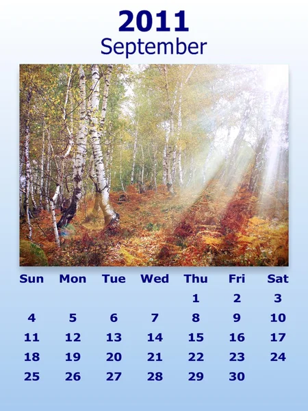 September Monat 2011 Kalender — Stockfoto