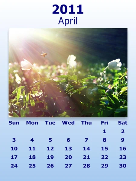Kalendarz Kwiecień 2011 — Zdjęcie stockowe