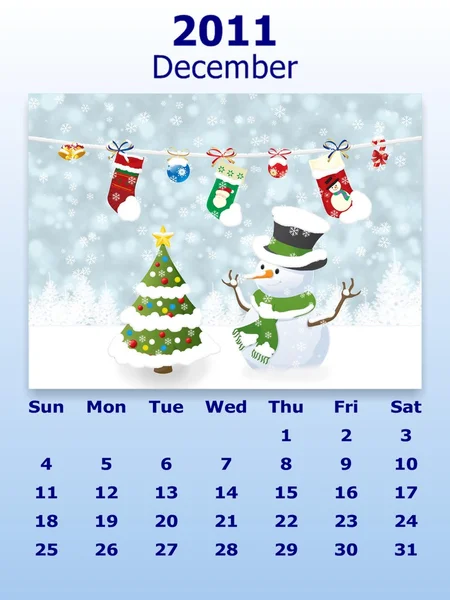Декабрь 2011 календарь — стоковое фото