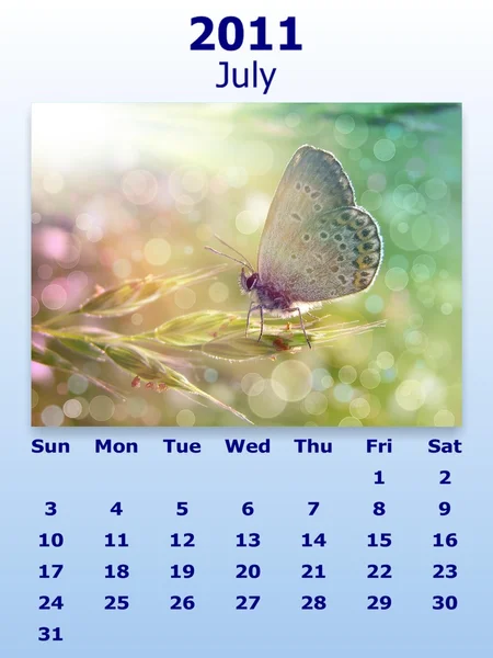Июль 2011 календарь — стоковое фото
