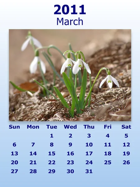 3 月 1 ヶ月 2011 年カレンダー — ストック写真