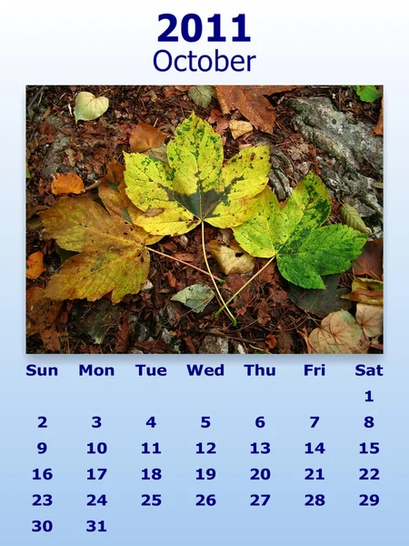 10 月月 2011年カレンダー — ストック写真