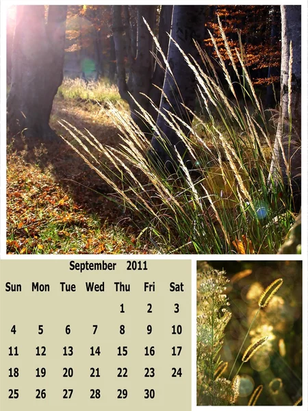 2011 カレンダー 9 月 — ストック写真