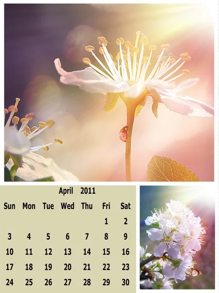 Duben měsíc 2011 kalendář — Stock fotografie