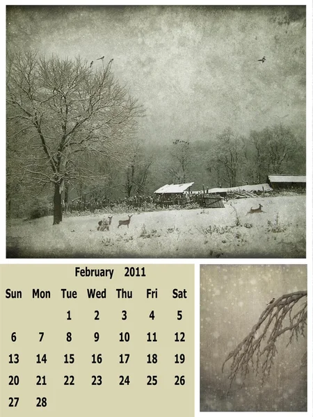 Февраль 2011 календарь — стоковое фото