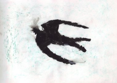 A simple bird sketch - watercolor hand painting by a child clipart