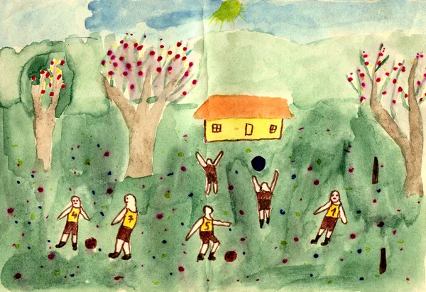 Lekplats Hand Akvarell Målning Ett Barn — Stockfoto