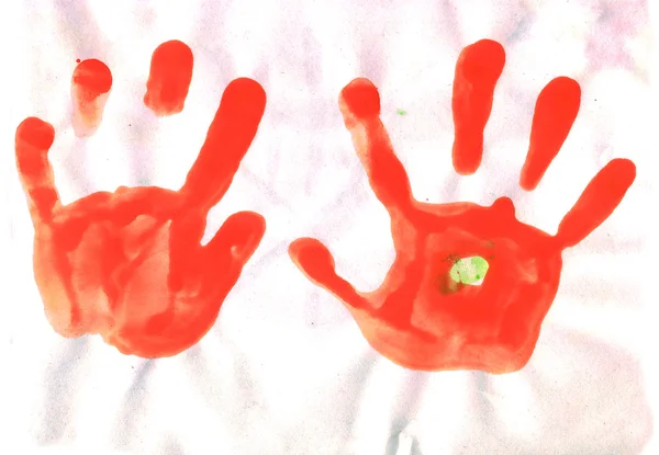 Drukuje Ręka Ręka Akwarela Malarstwo Przez Dziecko — Zdjęcie stockowe