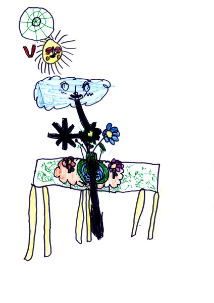 Komik Tablo Tarafından Çocuk Resim Çizimi — Stok fotoğraf