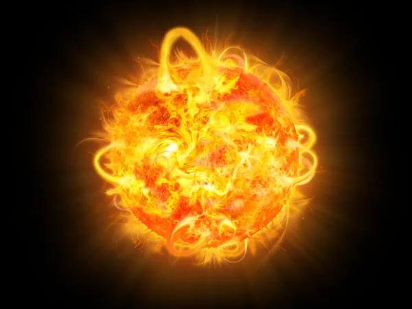 Slunce Hoří Povrchová Solární Exploze Ilustrace — Stock fotografie