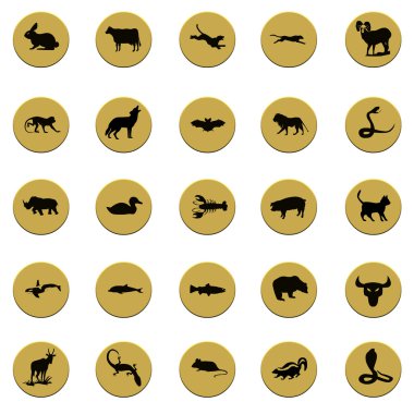 Collection of various animals golden badge signs clipart