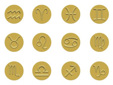 Collection of golden badge signs of the zodiac clipart