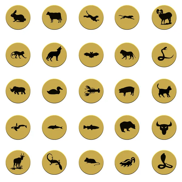 Збірка різних тварин Золоті значки — стокове фото