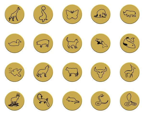 stock image Collection of various animals golden badge signs