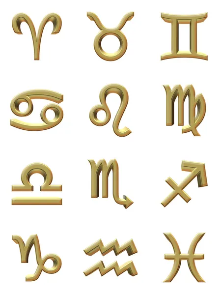 Collection of 3D golden signs of the zodiac — Stock Photo, Image