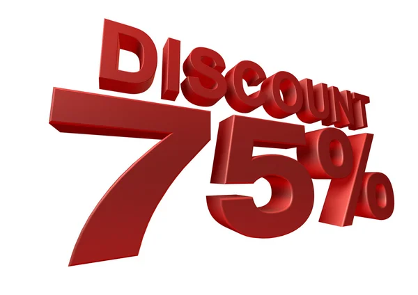 3D render of a 75 percent discount sign isolated on a white backgroun — Stock Photo, Image