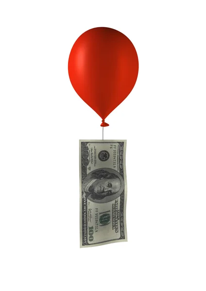 Воздушный шар и 100 долларов — стоковое фото