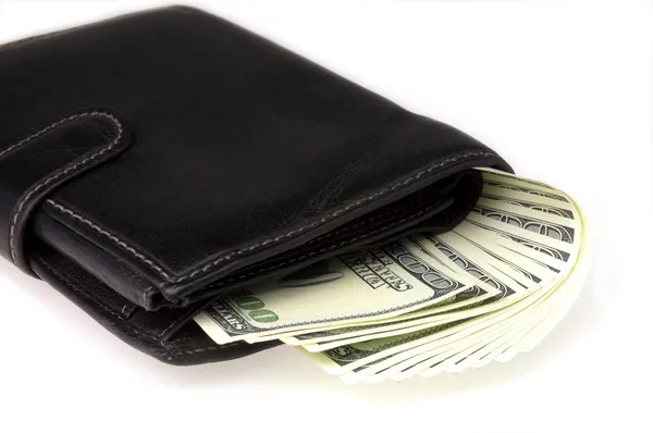 Denominations of $100 in a wallet — Stock Photo, Image