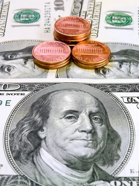 Dollars and penny — Stock Photo, Image