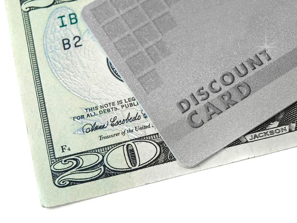 Discount card and money — Stock Photo, Image