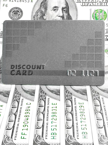 Cartão de desconto e dinheiro — Fotografia de Stock