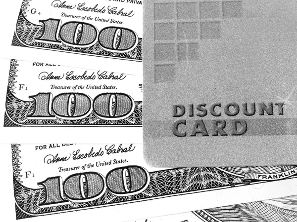 Discount card and money — Stock Photo, Image