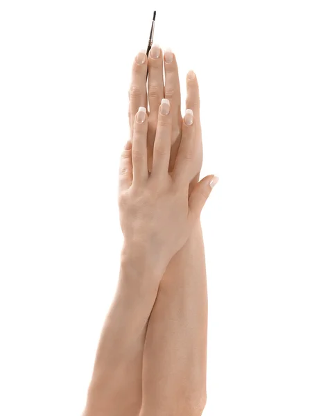 Cuidado com a sensualidade mãos da mulher — Fotografia de Stock