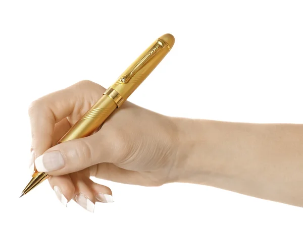 Mulher mão segurar caneta — Fotografia de Stock