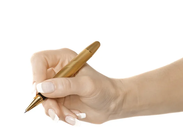 Vrouw hand Houd pen — Stockfoto