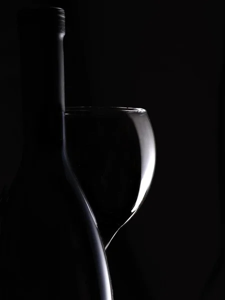 Botella Vino Vino Sobre Fondo Negro — Foto de Stock