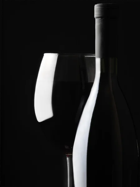 Weinflasche Und Glas Leise — Stockfoto