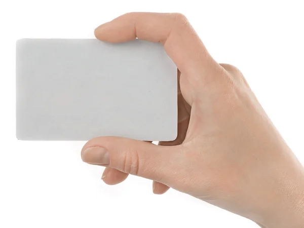 Cartão de crédito feminino mão segurando — Fotografia de Stock