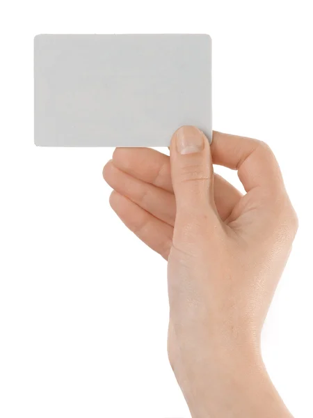 Hand Holding Business Card Isolated White Background — Stock Photo, Image