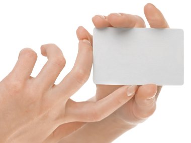 el ve üzerinde beyaz izole kart