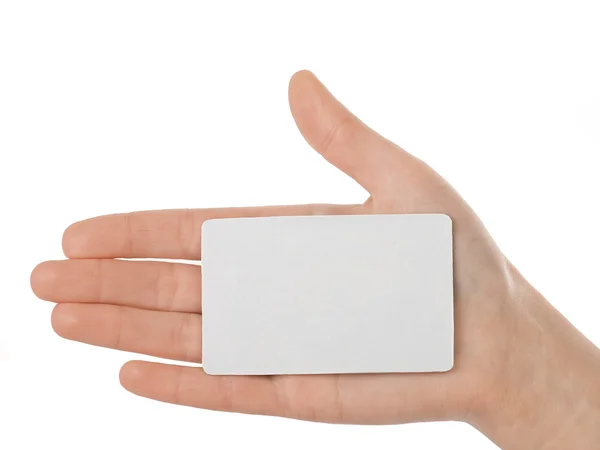 Mão Cartão Isolado Branco — Fotografia de Stock