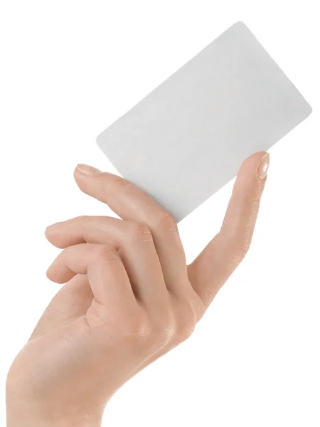 Άδειο επαγγελματικών καρτών σε ένα ανθρώπινο χέρι — Φωτογραφία Αρχείου