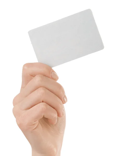 女性の手と白い背景で隔離のカード ストックフォト
