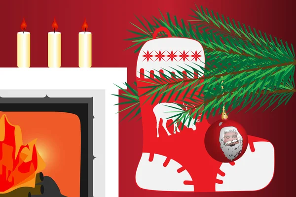 Soggiorno con decorazioni natalizie — Vettoriale Stock