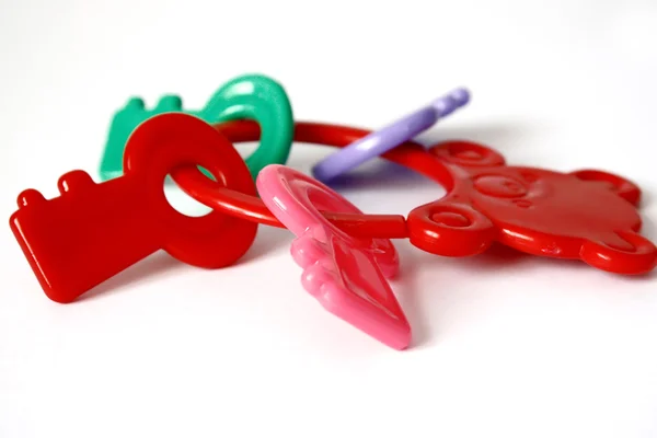 Lustiges Spielzeug Mit Bunten Schlüsseln Ring — Stockfoto