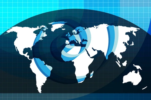 Mappa del mondo sullo sfondo astratto blu — Vettoriale Stock