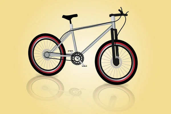 Grafische Illustration eines Mountainbikes vor glänzendem Hintergrund — Stockvektor
