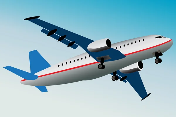 Grafické znázornění komerční letadla co letí pryč. — Stockový vektor