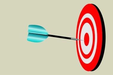 Graphic illustration of dart smack in the center of the board. clipart