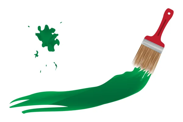 Pinsel Der Eine Grüne Linie Über Weißem Hintergrund Erzeugt — Stockvektor