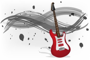 Graphic illustration of electric guitar with monochromatic background clipart