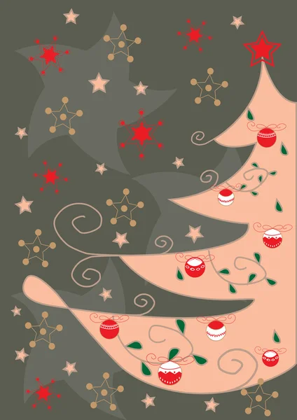 Greeting Card Artistic Christmas Tree — Stock Vector